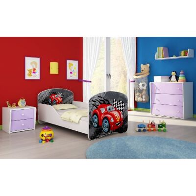 ACMA I Kinderbett 160x80 Jugendbett Komplett mit Matratze Lattenrost Weiß, stabil, Kinderzimmer Bett, Jugendmöbel Design 04 Rote Auto ACMA I Kinderbett 160x80 Jugendbett Komplett mit Matratze Lattenrost Weiß, stabil, Kinderzimmer Bett, Jugendmöbel Design 04 Rote Auto