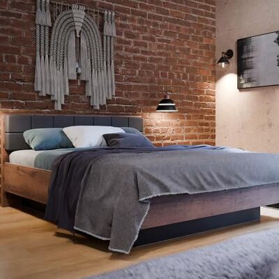 Forte Bellevue Bett 160, Modernes Bett mit Lattenrost und Stauraum, Holzwerkstoff, Schlammeiche/Schwarzeiche Dekor, 160 cm breit, 91,7 cm hoch, 200 cm tief Forte Bellevue Bett 160, Modernes Bett mit Lattenrost und Stauraum, Holzwerkstoff, Schlammeiche/Schwarzeiche Dekor, 160 cm breit, 91,7 cm hoch, 200 cm tief