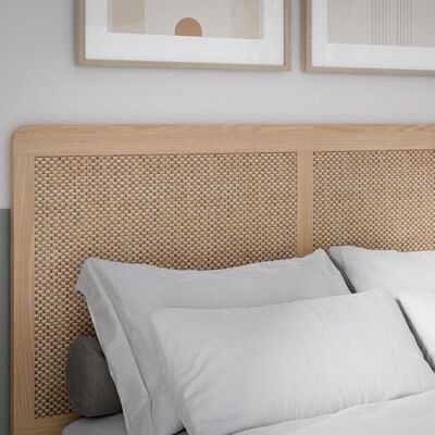 Forte CALASETTA Bettkopfteil 160, Boho-Kopfteil mit Rattangeflecht, Holzwerkstoff, Elegancia Eiche Holzdekor Technorattan, 160,2 cm breit x 120 cm hoch x 2,2 cm tief Forte CALASETTA Bettkopfteil 160, Boho-Kopfteil mit Rattangeflecht, Holzwerkstoff, Elegancia Eiche Holzdekor Technorattan, 160,2 cm breit x 120 cm hoch x 2,2 cm tief