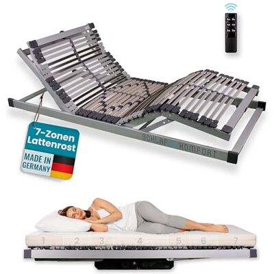 Komfort ErgoPlus – Elektrischer Lattenrost, 7-Zonen Unterstützung, stufenlos verstellbar – Entlastet Rücken, Schulter & Wirbelsäule, erholsam schlafen fertig montiert, Made in Germany 90x200 Komfort ErgoPlus – Elektrischer Lattenrost, 7-Zonen Unterstützung, stufenlos verstellbar – Entlastet Rücken, Schulter & Wirbelsäule, erholsam schlafen fertig montiert, Made in Germany 90x200