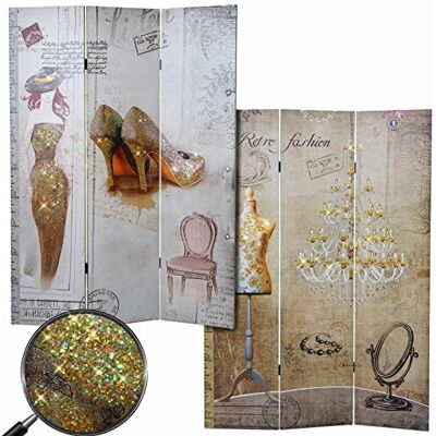 Mendler Foto-Paravent Vintage, Raumteiler Trennwand, Glitzer Retro Fashion MVG-Zertifiziert 170x120cm Mendler Foto-Paravent Vintage, Raumteiler Trennwand, Glitzer Retro Fashion MVG-Zertifiziert 170x120cm