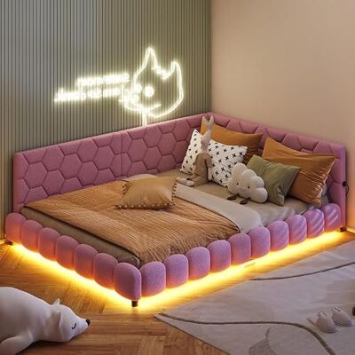 QMTXBYJ Sofa Bett 140x200cm mit LED Beleuchtung verstellbar und mehrfach Schlafsofa 140x200cm Doppelbett 140x200cm Bettgestell für Doppelbett mit Lattenrost aus Holz Stoff von QMTXBYJ Sofa Bett 140x200cm mit LED Beleuchtung verstellbar und mehrfach Schlafsofa 140x200cm Doppelbett 140x200cm Bettgestell für Doppelbett mit Lattenrost aus Holz Stoff von