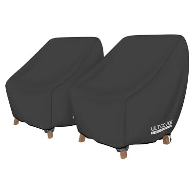 ULTCOVER Wasserdichte Abdeckung für Terrassenstuhl, für den Außenbereich, Lounge, tiefer Sitz, einzelner Rasenstuhl, 2 Stück, passend für bis zu 71 x 76 x 81 cm, Schwarz ULTCOVER Wasserdichte Abdeckung für Terrassenstuhl, für den Außenbereich, Lounge, tiefer Sitz, einzelner Rasenstuhl, 2 Stück, passend für bis zu 71 x 76 x 81 cm, Schwarz