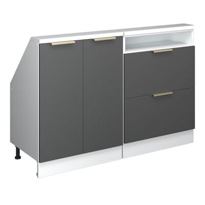 Vicco Dachschrägenschrank-Set Rion, Anthrazit-Gold/Weiß B120 x T46 cm, 2er Set, platzsparend für Dachschrägen Vicco Dachschrägenschrank-Set Rion, Anthrazit-Gold/Weiß B120 x T46 cm, 2er Set, platzsparend für Dachschrägen