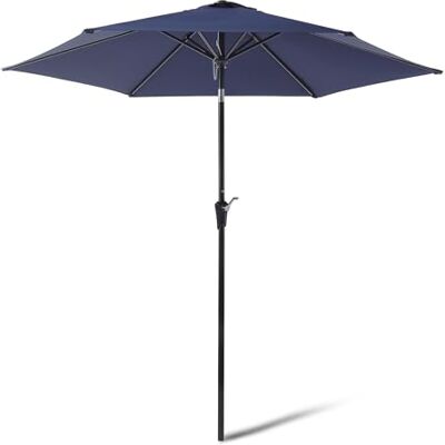 Amazon Sonnenschirm für Balkon, Terrasse und Garten, Kurbelmechanismus, Neigungsregler per Knopfdruck, 274cm, Marineblau Amazon Sonnenschirm für Balkon, Terrasse und Garten, Kurbelmechanismus, Neigungsregler per Knopfdruck, 274cm, Marineblau