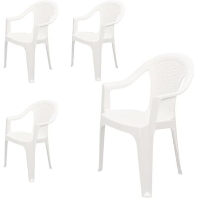 SPETEBO - SillaMonobloqueRatánBlanco - White - Monoblock - Gartenstühle Set SPETEBO - SillaMonobloqueRatánBlanco - White - Monoblock - Gartenstühle Set