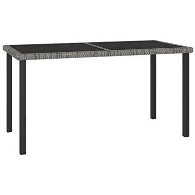vidaXL Garten Esstisch Gartentisch Terrassentisch Balkontisch Gartenmöbel Tisch Outdoor Terrasse Grau 140x70x73cm Poly Rattan Stahl Glas vidaXL Garten Esstisch Gartentisch Terrassentisch Balkontisch Gartenmöbel Tisch Outdoor Terrasse Grau 140x70x73cm Poly Rattan Stahl Glas
