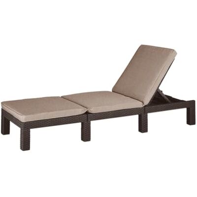 Keter Allibert by Daytona Deluxe Sonnenliege für Garten, Terrasse & Balkon mit verstellbarem Kopfteil, braun, inkl. Auflage, Gartenliege aus Kunststoff, flache Rattanoptik, 195x65x25,5 cm Keter Allibert by Daytona Deluxe Sonnenliege für Garten, Terrasse & Balkon mit verstellbarem Kopfteil, braun, inkl. Auflage, Gartenliege aus Kunststoff, flache Rattanoptik, 195x65x25,5 cm