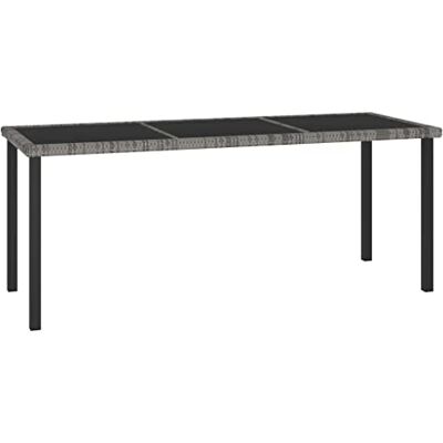 vidaXL Garten Esstisch Gartentisch Terrassentisch Balkontisch Gartenmöbel Tisch Outdoor Terrasse Grau 180x70x73cm Poly Rattan Stahl Glas vidaXL Garten Esstisch Gartentisch Terrassentisch Balkontisch Gartenmöbel Tisch Outdoor Terrasse Grau 180x70x73cm Poly Rattan Stahl Glas