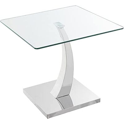 DRW Quadratischer Beistelltisch aus Metall und Glas in Transparent und Chrom 60 x 60 x 55 cm DRW Quadratischer Beistelltisch aus Metall und Glas in Transparent und Chrom 60 x 60 x 55 cm