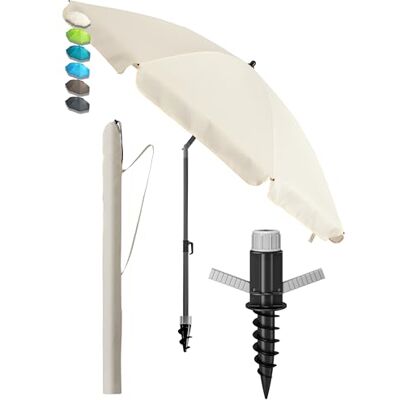 4smile Sonnenschirm Strand Ø 160 cm mit Bodenhülse, 3-IN-1-SET, Beige UPF 50+ Strandschirm + Sonnenschirm Schutzhülle + Sonnenschirm Bodenhülse Strandschirm windfest stabil, Sonnenschutz Strand 4smile Sonnenschirm Strand Ø 160 cm mit Bodenhülse, 3-IN-1-SET, Beige UPF 50+ Strandschirm + Sonnenschirm Schutzhülle + Sonnenschirm Bodenhülse Strandschirm windfest stabil, Sonnenschutz Strand