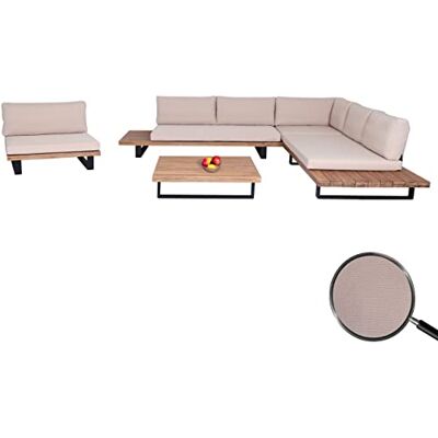 Mendler Garten-Garnitur mit Sessel HWC-H54 Hellbraun, Polster beige Lounge-Set, Sofa, Spun, Poly, Akazie, Holz, FSC®, Aluminium Mendler Garten-Garnitur mit Sessel HWC-H54 Hellbraun, Polster beige Lounge-Set, Sofa, Spun, Poly, Akazie, Holz, FSC®, Aluminium