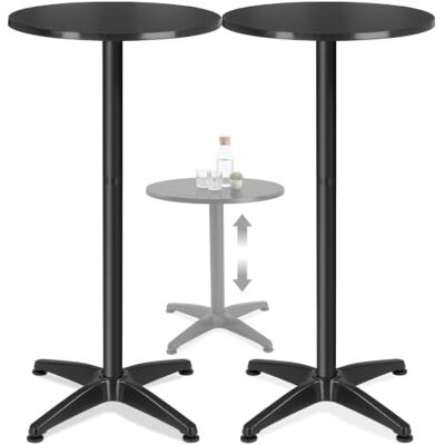 tectake ® 2er Set Aluminium-Bistrotisch 2in1, Ø 60 cm, wetterfest 2 Aufbauhöhen 60 x 70 / 110 cm, Zementsockel, Belastbarkeit 60 kg, pflegeleicht, höhenverstellbare Kunststofffüße, schwarz tectake ® 2er Set Aluminium-Bistrotisch 2in1, Ø 60 cm, wetterfest 2 Aufbauhöhen 60 x 70 / 110 cm, Zementsockel, Belastbarkeit 60 kg, pflegeleicht, höhenverstellbare Kunststofffüße, schwarz