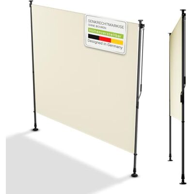 Juskys ® Senkrechtmarkise Barbados 200x310 cm Balkon Sichtschutz wetterfest Ausziehbare Seitenmarkise ohne Bohren für Garten und Balkon Beige Juskys ® Senkrechtmarkise Barbados 200x310 cm Balkon Sichtschutz wetterfest Ausziehbare Seitenmarkise ohne Bohren für Garten und Balkon Beige