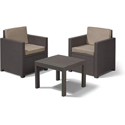 Keter Allibert by Balkonmöbel Set Victoria Balcony, braun/taupe, 3tlg., inkl. Sitz- und Rückenkissen, Kunststoff, flache Rattanoptik Keter Allibert by Balkonmöbel Set Victoria Balcony, braun/taupe, 3tlg., inkl. Sitz- und Rückenkissen, Kunststoff, flache Rattanoptik