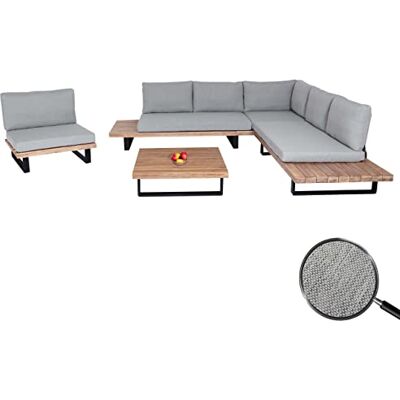 Mendler Garten-Garnitur mit Sessel HWC-H54 Hellbraun, Polster hellgrau Lounge-Set, Sofa, Spun, Poly, Akazie, Holz, FSC®, Aluminium Mendler Garten-Garnitur mit Sessel HWC-H54 Hellbraun, Polster hellgrau Lounge-Set, Sofa, Spun, Poly, Akazie, Holz, FSC®, Aluminium