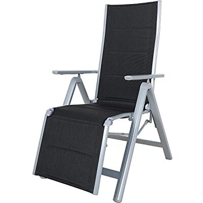 Chicreat klappbarer Relax Liegestuhl, Aluminiumrahmen, Silber/Schwarz, 60 x 17 x 92 cm Chicreat klappbarer Relax Liegestuhl, Aluminiumrahmen, Silber/Schwarz, 60 x 17 x 92 cm