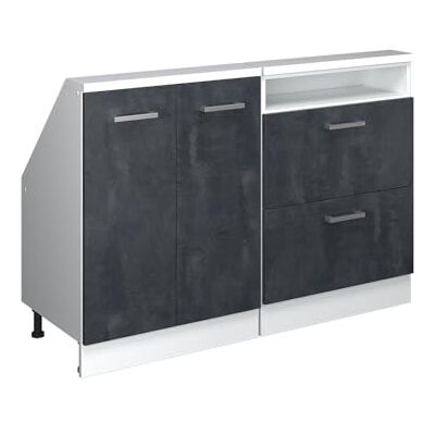 Vicco Dachschrägenschrank-Set Rion, Schwarz Beton/Weiß B120 x T46 cm, 2er Set, platzsparend für Dachschrägen Vicco Dachschrägenschrank-Set Rion, Schwarz Beton/Weiß B120 x T46 cm, 2er Set, platzsparend für Dachschrägen