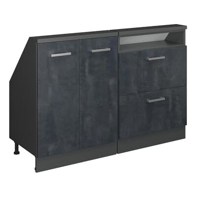 Vicco Dachschrägenschrank-Set Rion, Schwarz Beton/Anthrazit B120 x T46 cm, 2er Set, platzsparend für Dachschrägen Vicco Dachschrägenschrank-Set Rion, Schwarz Beton/Anthrazit B120 x T46 cm, 2er Set, platzsparend für Dachschrägen