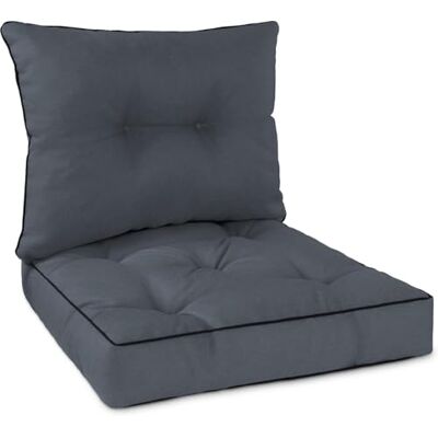 normani Outdoor-Auflagen Set aus 2 oder 3 Kissen Rücken- & Stuhlkissen für Gartenstuhl & Loungemöbel mit weicher Füllung – Stuhlkissen Made in Europe Dunkelgrau 58x58 + 58x40 normani Outdoor-Auflagen Set aus 2 oder 3 Kissen Rücken- & Stuhlkissen für Gartenstuhl & Loungemöbel mit weicher Füllung – Stuhlkissen Made in Europe Dunkelgrau 58x58 + 58x40