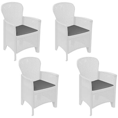 Dmora 4er-Set Gartenstühle Como, Gartensitz, Für drinnen und draußen, Mit Armlehnen, Made in Italy, 59x57 h86 cm, Weiß Dmora 4er-Set Gartenstühle Como, Gartensitz, Für drinnen und draußen, Mit Armlehnen, Made in Italy, 59x57 h86 cm, Weiß