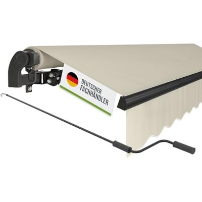 empasa manuelle Gelenkarmmarkise Markise Start Sonnenmarkise Sonnenschutz Alu / Polyester komplett vormontiert, Farbe:elfenbein, Größe:300 x 250 cm empasa manuelle Gelenkarmmarkise Markise Start Sonnenmarkise Sonnenschutz Alu / Polyester komplett vormontiert, Farbe:elfenbein, Größe:300 x 250 cm