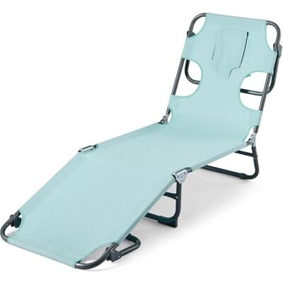 Amazon Outdoor-Lounge-Stuhl für Terrasse und Pool, Klappbare Sonnenliege mit Mehrwinkliger Rückenlehne, Tragegurt, Blau Amazon Outdoor-Lounge-Stuhl für Terrasse und Pool, Klappbare Sonnenliege mit Mehrwinkliger Rückenlehne, Tragegurt, Blau