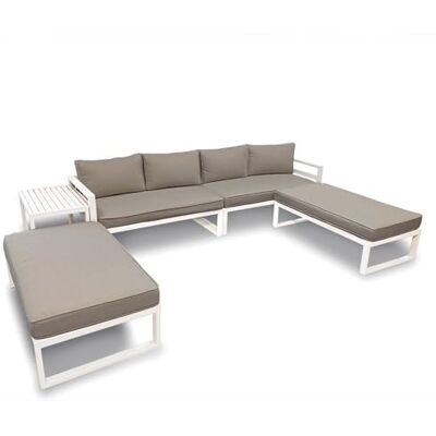 Perel Loungegarnitur aluminiumgrau, 8 Personen Gartengarnitur mit Beistelltisch, Sitz- und Rückenkissen, wetterfestes Loungegarnitur für Garten, Terrasse und Balkon, Moderne Gartengarnitur aus Perel Loungegarnitur aluminiumgrau, 8 Personen Gartengarnitur mit Beistelltisch, Sitz- und Rückenkissen, wetterfestes Loungegarnitur für Garten, Terrasse und Balkon, Moderne Gartengarnitur aus