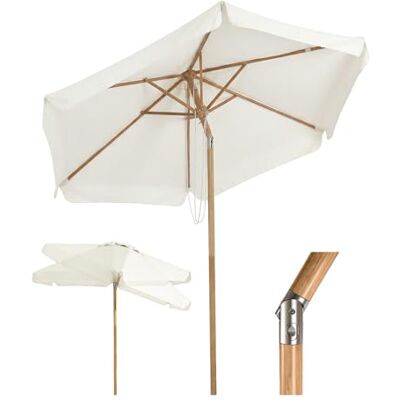 Sekey Sonnenschirm Balkon Holzoptik mit Neigungswinkel (Aluminium-Drehgelenk), Eisenmast 38mm & 6 Stahlstreben, Doppel-Seilzug, Sonnenschirm Strand für Balkon Terrasse, UPF 50+ Sonnenschutz Sekey Sonnenschirm Balkon Holzoptik mit Neigungswinkel (Aluminium-Drehgelenk), Eisenmast 38mm & 6 Stahlstreben, Doppel-Seilzug, Sonnenschirm Strand für Balkon Terrasse, UPF 50+ Sonnenschutz