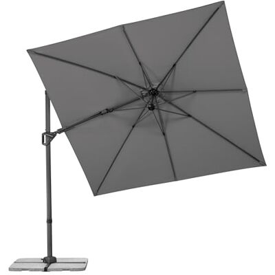 Schneider Ampelschirm VIVASOL 270 x 270 cm, Anthrazit, 360° drehbar, bis 50° neigbar, 45° kippbar, Air-vent, Schutzhülle & Plattenständer Schneider Ampelschirm VIVASOL 270 x 270 cm, Anthrazit, 360° drehbar, bis 50° neigbar, 45° kippbar, Air-vent, Schutzhülle & Plattenständer