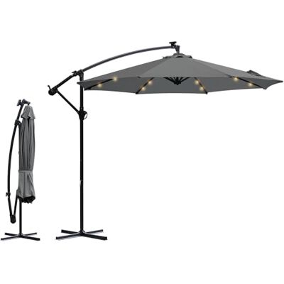 Sekey LED Solar Ampelschirm 300cm LED Sonnenschirm-Solarbetrieben UV50+ Sonnenschutz Robust und Stabil für den Gartenn Dunkelgrau Sekey LED Solar Ampelschirm 300cm LED Sonnenschirm-Solarbetrieben UV50+ Sonnenschutz Robust und Stabil für den Gartenn Dunkelgrau