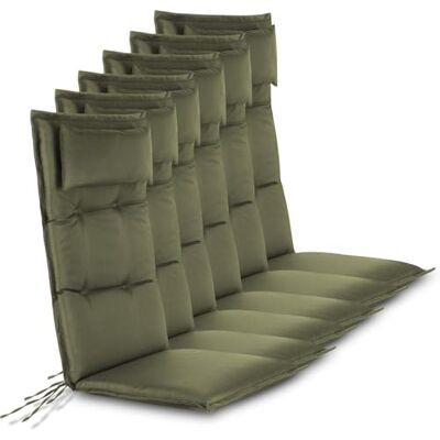 normani 6er-Set Premium Stuhlauflagen Sitzpolster Hochlehner mit Kissen 120x50 cm aus pflegeleichtem Outdoor Material Gartenstuhlauflagen für Draußen und Drinnen Oliv 120 x 50 x 5 cm normani 6er-Set Premium Stuhlauflagen Sitzpolster Hochlehner mit Kissen 120x50 cm aus pflegeleichtem Outdoor Material Gartenstuhlauflagen für Draußen und Drinnen Oliv 120 x 50 x 5 cm