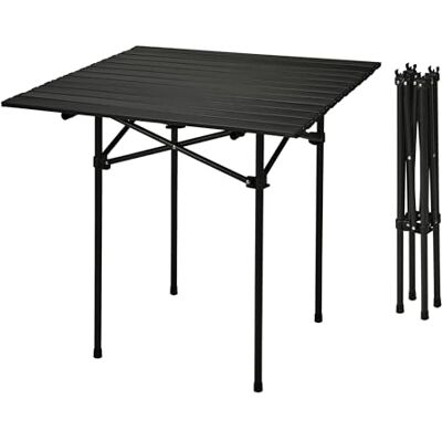 Spetebo Camping Klapptisch schwarz mit Tragetasche 70 x 70 cm Universal Gartentisch mit einrollbarer Tischplatte Outdoor Mehrzweck Tisch Reisetisch Picknicktisch Garten Reise Campingmöbel Zubehör Spetebo Camping Klapptisch schwarz mit Tragetasche 70 x 70 cm Universal Gartentisch mit einrollbarer Tischplatte Outdoor Mehrzweck Tisch Reisetisch Picknicktisch Garten Reise Campingmöbel Zubehör
