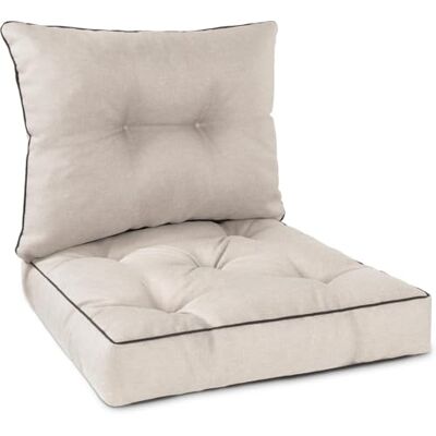normani Outdoor-Auflagen Set aus 2 oder 3 Kissen Rücken- & Stuhlkissen für Gartenstuhl & Loungemöbel mit weicher Füllung – Stuhlkissen Made in Europe Beige 58x58 + 58x40 normani Outdoor-Auflagen Set aus 2 oder 3 Kissen Rücken- & Stuhlkissen für Gartenstuhl & Loungemöbel mit weicher Füllung – Stuhlkissen Made in Europe Beige 58x58 + 58x40