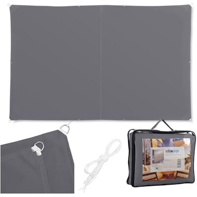 Relaxdays Sonnensegel, 4x6 m, Polyester, wasserdicht, Segeltuch Ösen & Spannseile, Sonnentuch rechteckig, dunkelgrau Relaxdays Sonnensegel, 4x6 m, Polyester, wasserdicht, Segeltuch Ösen & Spannseile, Sonnentuch rechteckig, dunkelgrau