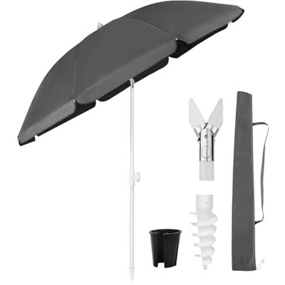 Sekey 160 cm Sonnenschirm Balkon mit Bodenhülse & Schutzhülle, Neigungs und Höhenverstellung, Sonnenschirm Strand für Balkon, Garten & Terrasse, Runder Sonnenschutz UPF 50+ Sekey 160 cm Sonnenschirm Balkon mit Bodenhülse & Schutzhülle, Neigungs und Höhenverstellung, Sonnenschirm Strand für Balkon, Garten & Terrasse, Runder Sonnenschutz UPF 50+