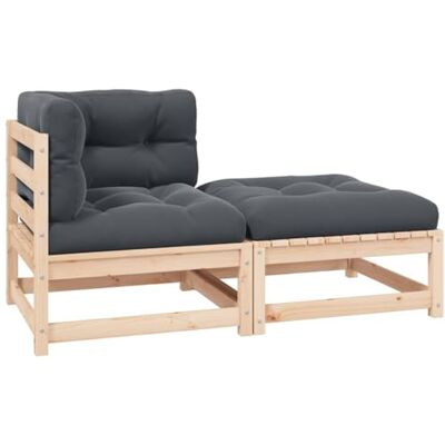 vidaXL Garten Lounge Set 2-TLG., Gartenmöbel Set Sitzgruppe für Garten Terrasse Balkon, Modular Sofa mit Kissen, Garnitur Loungemöbel, Kiefer Massivholz vidaXL Garten Lounge Set 2-TLG., Gartenmöbel Set Sitzgruppe für Garten Terrasse Balkon, Modular Sofa mit Kissen, Garnitur Loungemöbel, Kiefer Massivholz