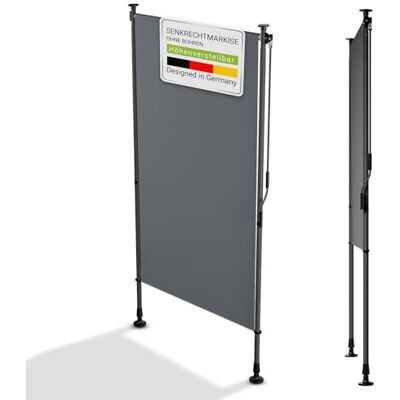 Juskys ® Senkrechtmarkise Barbados 100x310 cm Balkon Sichtschutz wetterfest Ausziehbare Seitenmarkise ohne Bohren für Garten und Balkon Grau Juskys ® Senkrechtmarkise Barbados 100x310 cm Balkon Sichtschutz wetterfest Ausziehbare Seitenmarkise ohne Bohren für Garten und Balkon Grau