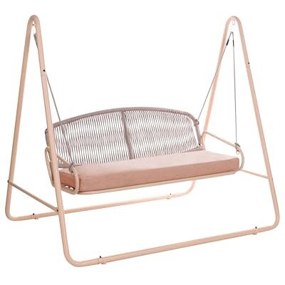 Beliani Hollywoodschaukel Stahl Rahmen beige/braun geflochten Gartenschaukel Norcia Beliani Hollywoodschaukel Stahl Rahmen beige/braun geflochten Gartenschaukel Norcia
