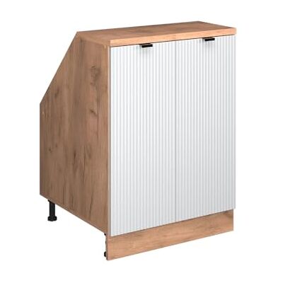 Vicco Dachschrägenschrank Rion, Weiß Riffel/Goldkraft Eiche B60 x T60 cm, mit 2 Türen, platzsparend für Dachschrägen Vicco Dachschrägenschrank Rion, Weiß Riffel/Goldkraft Eiche B60 x T60 cm, mit 2 Türen, platzsparend für Dachschrägen