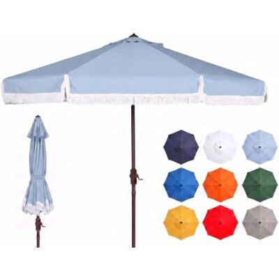 Fabia Sonnenschirm - Blau/Weiß Outdoor Polyester Aluminium Fabia Sonnenschirm - Blau/Weiß Outdoor Polyester Aluminium