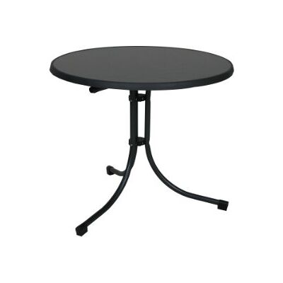 Greemotion Klapptisch anthrazit, Gartentisch mit witterungsbeständiger Sevelit-Tischplatte in Schieferoptik, platzsparend klappbar, runder Tisch mit robustem Stahlgestell, besonders pflegeleicht, Maße: ca. Ø 85 x H 70 cm Greemotion Klapptisch anthrazit, Gartentisch mit witterungsbeständiger Sevelit-Tischplatte in Schieferoptik, platzsparend klappbar, runder Tisch mit robustem Stahlgestell, besonders pflegeleicht, Maße: ca. Ø 85 x H 70 cm
