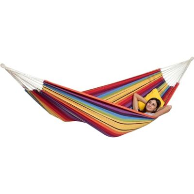 AMAZONAS Klassische Hängematte XL Barbados Rainbow handgefertigt in Brasilien bis 200 kg Belastbarkeit mit 230 x 150 cm für 1-2 Personen in Buntgestreift Gesamtlänge 340 cm AMAZONAS Klassische Hängematte XL Barbados Rainbow handgefertigt in Brasilien bis 200 kg Belastbarkeit mit 230 x 150 cm für 1-2 Personen in Buntgestreift Gesamtlänge 340 cm