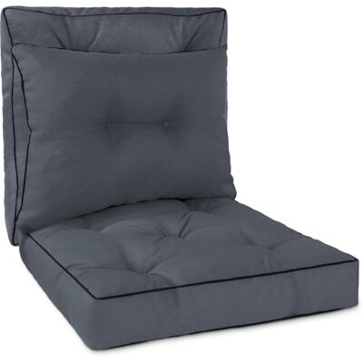 normani Outdoor-Auflagen Set aus 2 oder 3 Kissen Rücken- & Stuhlkissen für Gartenstuhl & Loungemöbel mit weicher Füllung – Stuhlkissen Made in Europe Dunkelgrau 50x50 + 50x40 normani Outdoor-Auflagen Set aus 2 oder 3 Kissen Rücken- & Stuhlkissen für Gartenstuhl & Loungemöbel mit weicher Füllung – Stuhlkissen Made in Europe Dunkelgrau 50x50 + 50x40