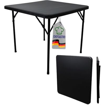 CHEFGASTRO Balkontisch klappbar 86x86cm Gartentisch wetterfest 4 Personen Kunststoff Schwarz Campingtisch Outdoor Klapptisch Klein Balkonmöbel Bistrotisch für Garten Terrasse Balkon CHEFGASTRO Balkontisch klappbar 86x86cm Gartentisch wetterfest 4 Personen Kunststoff Schwarz Campingtisch Outdoor Klapptisch Klein Balkonmöbel Bistrotisch für Garten Terrasse Balkon