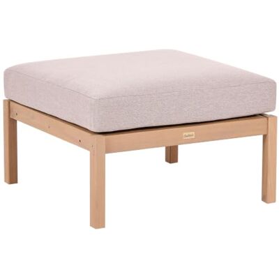 Beliani Outdoor Ottomane Akazienholz Hellbraun quadratisch 66x66 cm mit Auflage beige modern zum Lounge Set Rivello Beliani Outdoor Ottomane Akazienholz Hellbraun quadratisch 66x66 cm mit Auflage beige modern zum Lounge Set Rivello