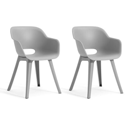 Keter Allibert by Gartensessel Akola, perlgrau, 2er Set, Kunststoff, 56.7 x 55.8 x 80.1 cm, Schalenstuhl in Cupform, perfekt für Garten, Terrasse oder Esszimmer Keter Allibert by Gartensessel Akola, perlgrau, 2er Set, Kunststoff, 56.7 x 55.8 x 80.1 cm, Schalenstuhl in Cupform, perfekt für Garten, Terrasse oder Esszimmer