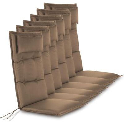 normani 6er-Set Premium Stuhlauflagen Sitzpolster Hochlehner mit Kissen 120x50 cm aus pflegeleichtem Outdoor Material Gartenstuhlauflagen für Draußen und Drinnen Taupe 120 x 50 x 5 cm normani 6er-Set Premium Stuhlauflagen Sitzpolster Hochlehner mit Kissen 120x50 cm aus pflegeleichtem Outdoor Material Gartenstuhlauflagen für Draußen und Drinnen Taupe 120 x 50 x 5 cm