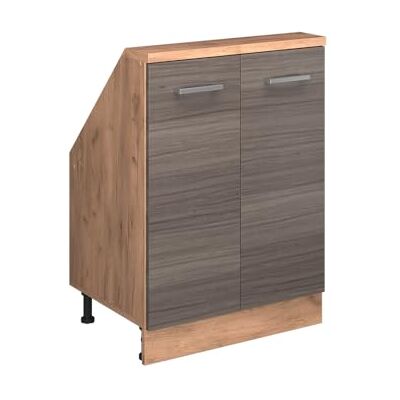 Vicco Dachschrägenschrank Rion, Edelgrau/Goldkraft Eiche B60 x T46 cm, mit 2 Türen, platzsparend für Dachschrägen Vicco Dachschrägenschrank Rion, Edelgrau/Goldkraft Eiche B60 x T46 cm, mit 2 Türen, platzsparend für Dachschrägen