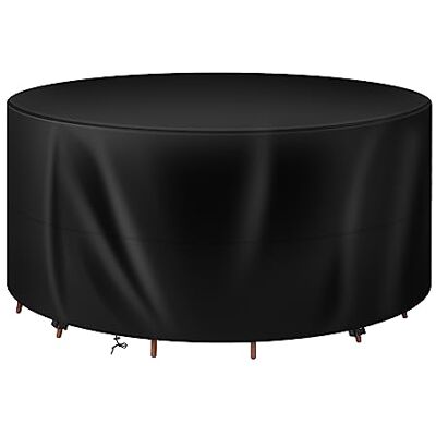 WOLTU Abdeckung für Gartenmöbel, Rund Φ130x75 cm, Abdeckhaube aus 420D Oxford Gewebe, Wasserdicht Abdeckplane UV-Beständig, Schutzhülle Plane für Möbelsets Gartentisch Sitzgruppe,Schwarz WOLTU Abdeckung für Gartenmöbel, Rund Φ130x75 cm, Abdeckhaube aus 420D Oxford Gewebe, Wasserdicht Abdeckplane UV-Beständig, Schutzhülle Plane für Möbelsets Gartentisch Sitzgruppe,Schwarz